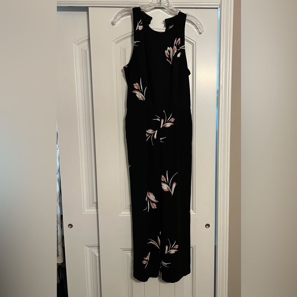 Black Floral Print Jumpsuit